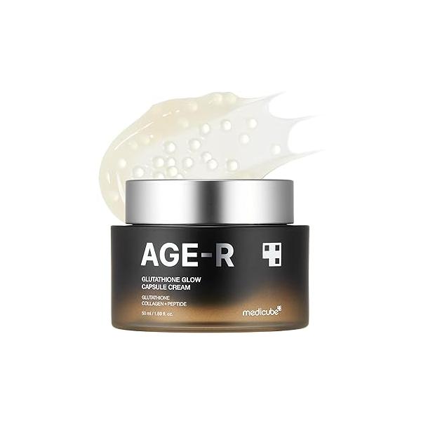 medicube AGE-R Glutathione Glow Capsule Facial Cream - Instant Lifting Moisturizer Collagen Peptide For Hydrating Improve Blemishes, Uneven Skin Tone Korean Care 1.69 fl.oz