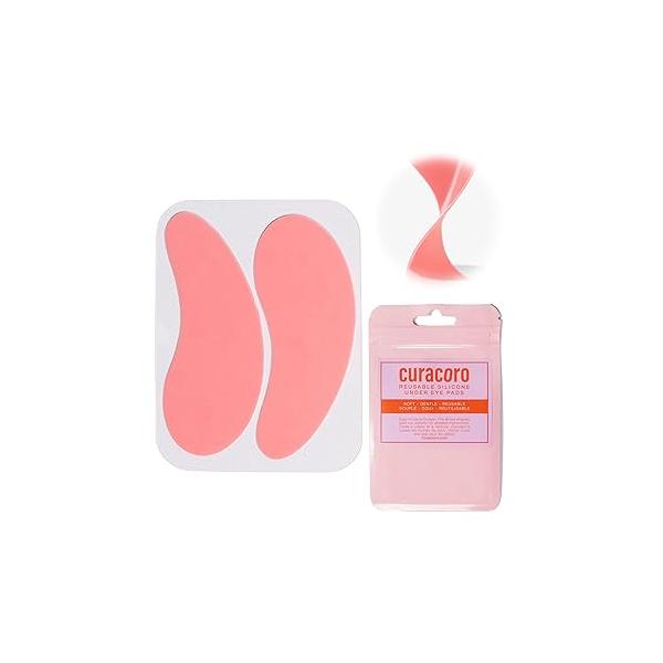 Curacoro Reusable Eye Pads, Silicone Under Patches Lash Lift Cover Eyelash Extension | Soft Pads for Sensitive Skin during Perm Lamination & Extensions Remover (Pink, Style 3)