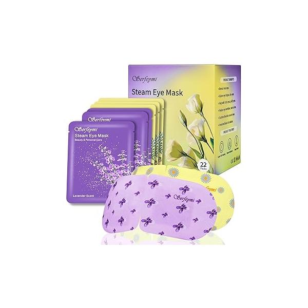 Serfeymi 22 Packs Steam Eye Mask-Disposable Cornea Care Rest Self Heating Mask,Warm Compresses for Dry Eyes,Sleep,Spa,Travel Essentials & Relaxation Gifts,Stocking Stuffers-Mixed 3 Scents