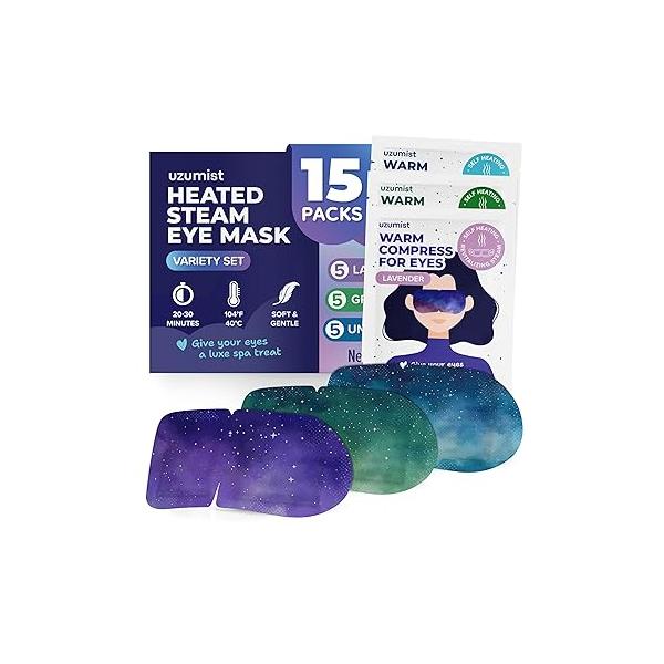 Heated Eye Mask For Dry Eyes - 16pcs Self Heating Steam Warm Compress Warming & Ready To Use Sleep Relaxation On-The-Go Travel Essentials