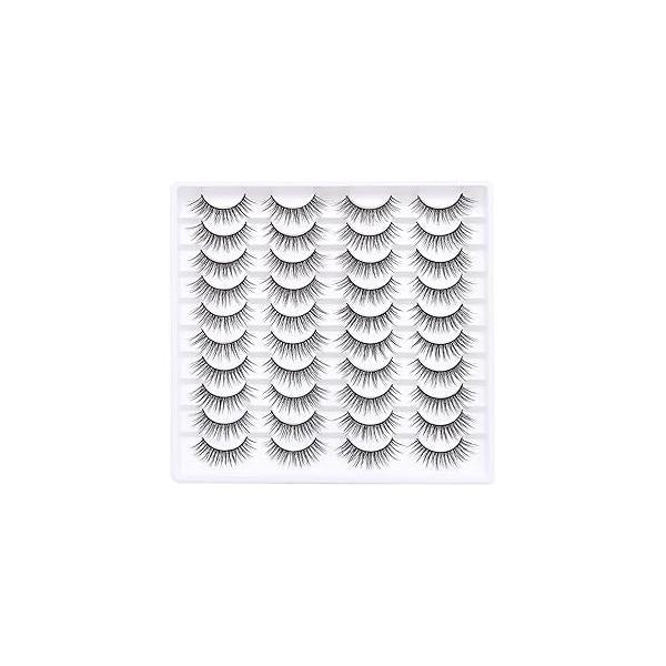 False Eyelashes 20 Pairs Wispy Lashes Faux Mink 14mm 3D Fluffy Cat Eye （style 20-061)