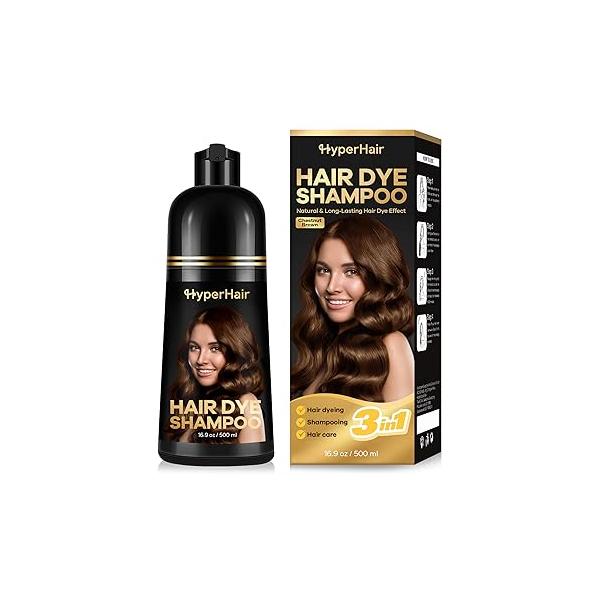 Dark Brown Hair Dye Shampoo, Shampoos for Color Treated Hair, Shampoo 3 In 1, Dye, Gray Women & Men, Long Lasting Coverage