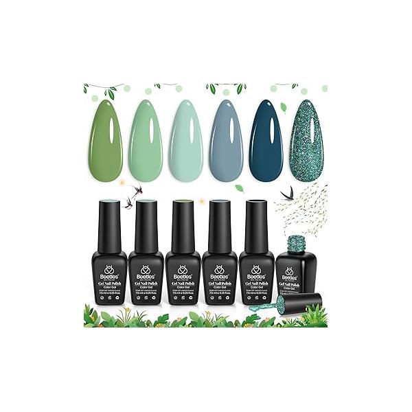 Beetles Jelly Gel Nail Polish, 6 Colors Milky White Sheer Pink Nude Brown Translucent Polish Art Manicure Salon DIY Uv Lamp Cured Design Decoration Home -Colorful Bottle