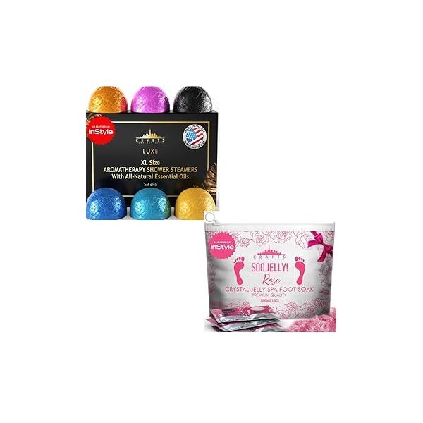 Ultimate At-Home Spa Set- Jelly Pedi Pedicure Packs Foot Soak & Luxury Shower Steamers Aromatherapy Gift Set
