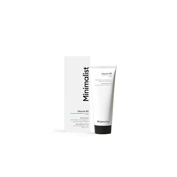 Minimalist 10% Vitamin B5 Face Moisturizer for Oily & Acne Prone Skin | Oil Free Fast Absorbing Lightweight Gel For Women Men 1.7 Oz / 50 gm
