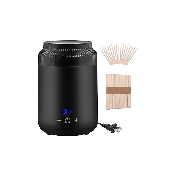 PODOY Mini Wax Warmer - Switchable Display, Portable for Hair Removal with 100 Sticks, Non-Stick Waxing Kit Women's Face and Body, Professional Melter Machine
