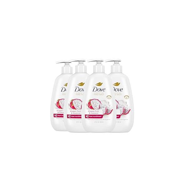 Dove Advanced Care Hand Wash 4 Count for Effectively Washing Away Dirt & Germs, Dragonfruit Coconut with 10-Layer Nourishment