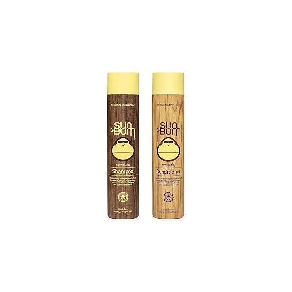 Sun Bum Revitalizing Shampoo and Conditioner Vegan Cruelty Free Hydrating, Moisturizing Shine Enhancing Hair Wash 10 Ounce Each