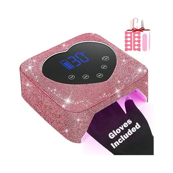 UV LED Nail Lamp Cordless 72W Portable Dryer Light Rechargeable for Gel Nails Polish/Acrylic,Fast Curing Polish with 5 Timer Smart Sensor,Nail Art Drying Tools Home Salon