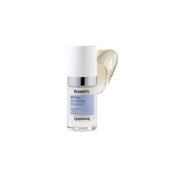 Brandefy Retinol + Niacinamide Anti-Aging Eye Serum - Under Cream for Dark Circles and Wrinkles Peptide, Caffeine, Vitamin C E Made in The USA (O.5 Oz)