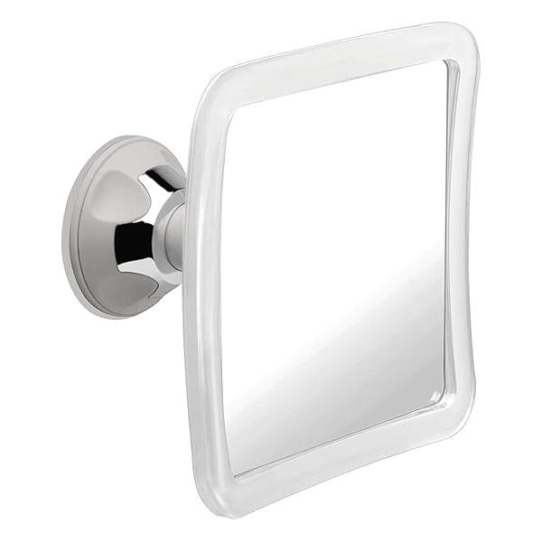 MIRRORVANA Fogless Shower Mirror with 360° Suction Cup - Anti Fog & Mist Free Shatterproof Shaving for Bathroom 16cm x (Pure White)
