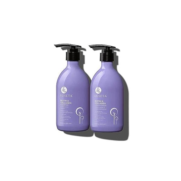 Luseta Biotin Shampoo and Conditioner for Hair - Thickening Thinning Infused with Argan Oil to Repair Damaged Dry Sulfate Free Paraben Free-2 x 16.9 fl oz