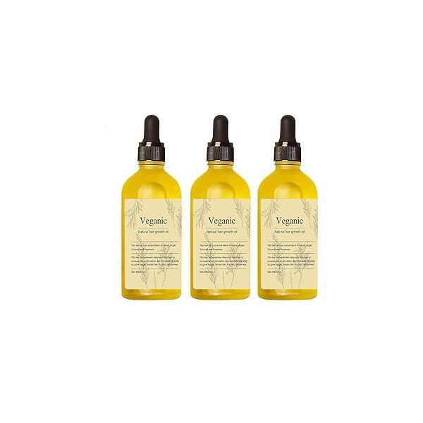 Veganic Natural Hair Growth Oil, 3 Pcs veganic hair growth oil Rosemary Oil for Organic,veganic dry damaged and