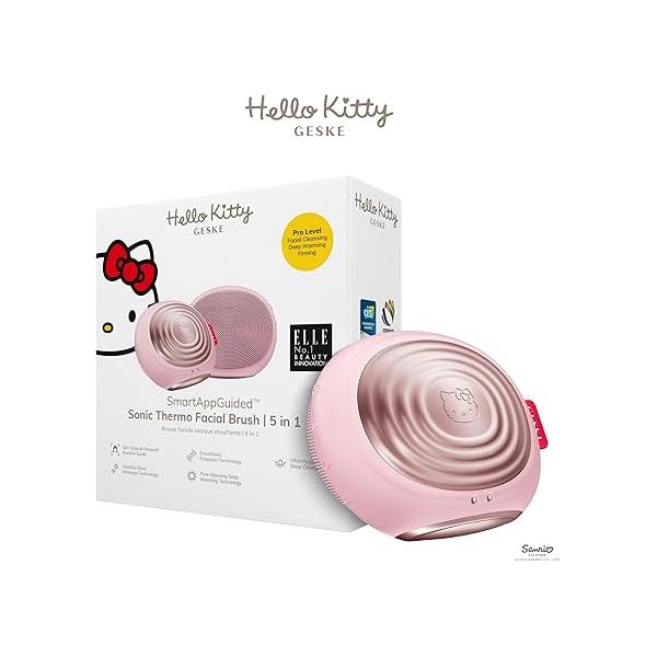 x Hello Kitty SmartAppGuided Sonic Thermo Facial Brush | 5 in 1 Skin Cleansing with Thermal Function Electric Massager