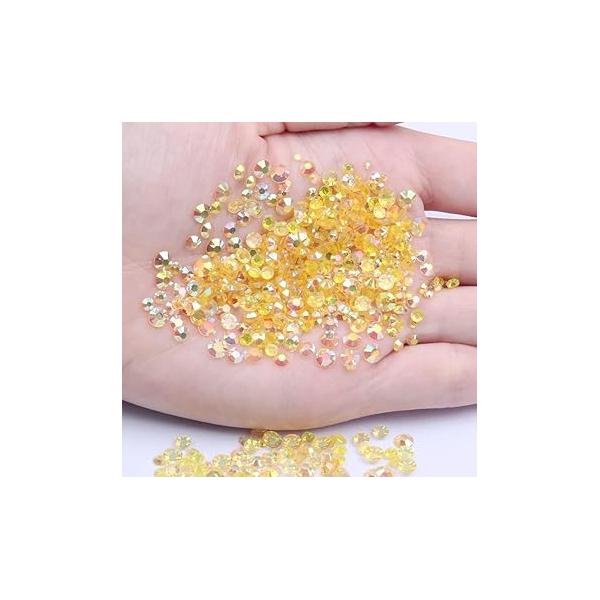 Mixed 1000pcs 2-6mm Light Topaz AB Resin Nail Rhinestones 3D Non-Hotfix Glitter Round Flatback Stones Strass Gems DIY Art Decoration (04 AB)