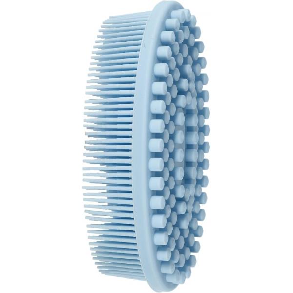 VOCOSTE Silicone Body Scrubber, 2 in 1 Brush Skin Massage, Soft Scrubbers for Use Shower, Lathers Well Exfoliating Scrubber All Types, Blue