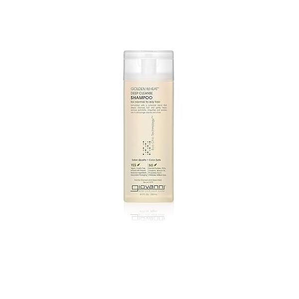 GIOVANNI ECO CHIC Golden Wheat Deep Cleanse Shampoo - for Oily hair, Cleansing With Botanical Oils, Helps Encourages Volume & Shine, Color Safe Spearmint Oil + Aloe Vera, 8.5 oz