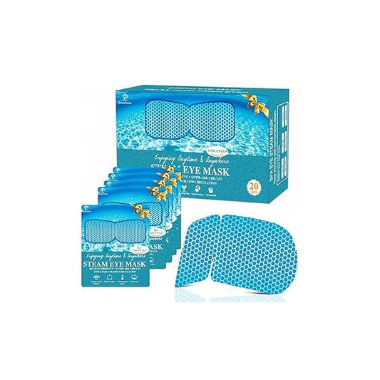 20 Packs Unscented Self Heating Warm Steam Eye Masks for Dry Eyes, Fatigue Relief & Puffy Moist Compress Pads Sleeping, Spa Relaxation, Disposable Mask,Gifts Women