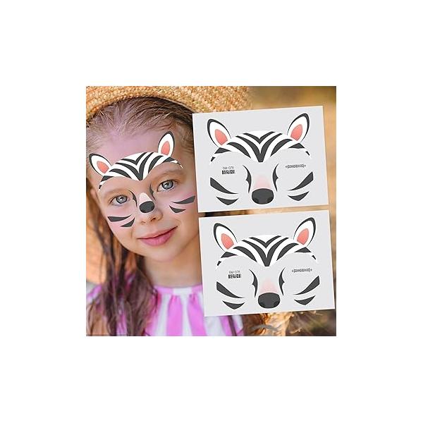 Cute Leopard Face Temporary Tattoo Sticker Funny Halloween Party Makeup Self Adhesive Holiday Festival Supplies