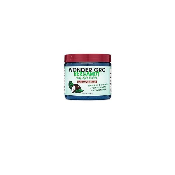 Wonder Gro Bergamot with Shea Butter Hair Grease Styling Conditioner, 12 fl oz - Moisturizes & Adds Shine, Prevents Breakage Best Dry Formula