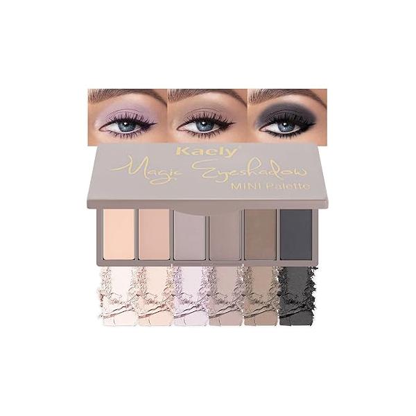 Kaely 6 Colors Mini Rose Gold Pink Eye Shadow Palette Makeup, Neutral Matte Shimmer Eyeshadow for Older Women Highly Pigmented Waterproof, paleta de sombras ojos, Vegan & Cruelty-free, 04