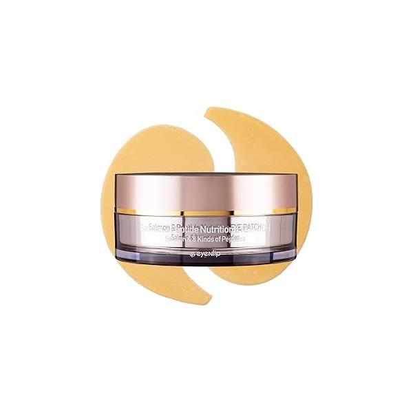 Salmon & Peptide Nutrition Eye Patches - Hydrating Anti-Aging Under with Collagen Peptides for Puffy Eyes, Fine Lines, and Dark Circles Korean Skincare, 60
