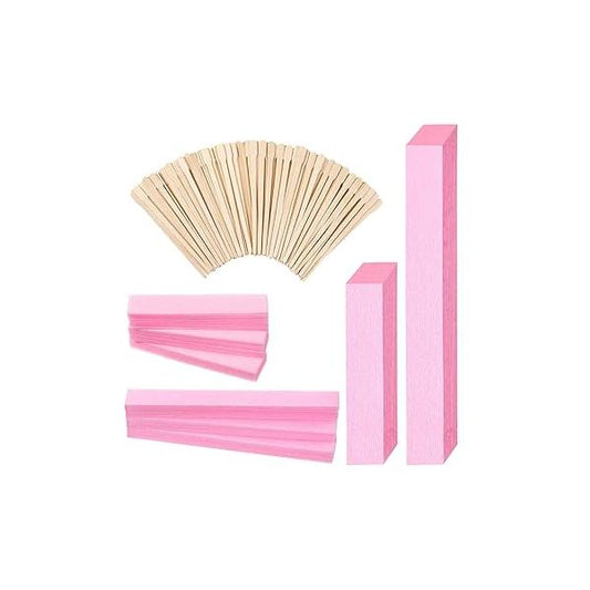 600 Pcs Waxing Kit Includes 400 Wax Paper Cloth Eyebrow Strips and 200 Wooden Smooth Applicator Sticks for Body Skin Hair Removal(White)