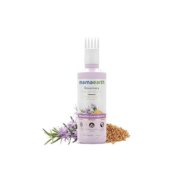 Mamaearth Rosemary Hair Oil for Growth & Fall Control with Fenugreek Seed | Strengthens Roots, Non-Sticky Natural Scalp Men Women 150ml (5.07 Fl Oz)