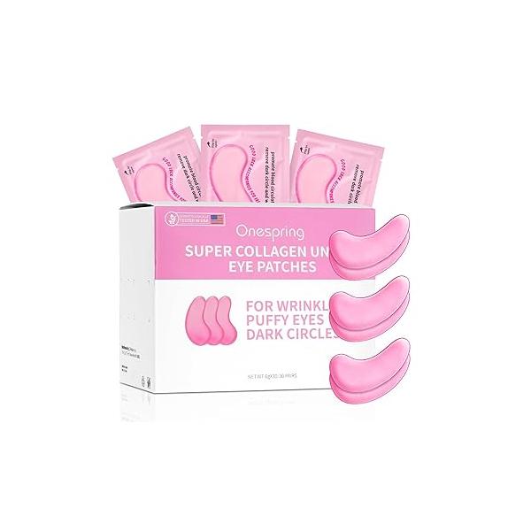 Under Eye Patches (30 Pairs) - 24K Gold Mask for Puffy Eyes, Dark Circles, Bags and Smooth Wrinkles, Gel Pads With Collagen, Hyaluronic Acid & Castor Oil