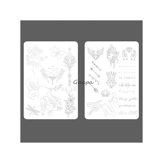 1pc Soft Silicone White Tiny Tattoo Practice Skin Pre-Printed Double Sides Designs Training Pads Fake for Tattooing (1pc)