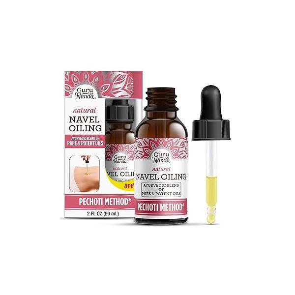 GuruNanda Navel Oiling - Ayurvedic Belly Button Oil with Castor, Neem & Vitamin E | Supports Digestion, Detox, Hydration Stress Relief 100% Natural Pure 2 fl oz
