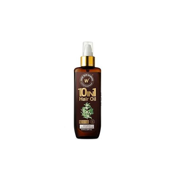 WOW Skin Science 10 in 1 Nourishing Hair Oil - Treats Dry, Damaged and Promotes Growth With Argan Rosemary for Women Men (6.76 Fl Oz)