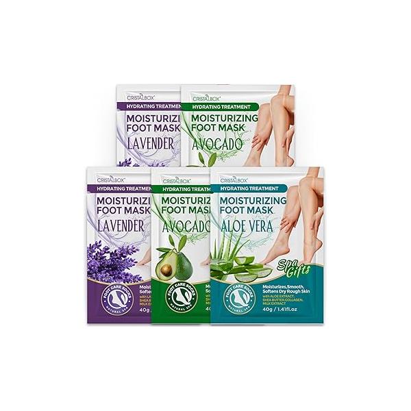 Moisturizing Foot Mask 5 Pack,Hydrating Masks for Dry Cracked Feet,Moisturizing Socks Skin Moisturizer Soft and Smooth Touch Feet,Foot Care Spa Gifts Women Men Mother's Day