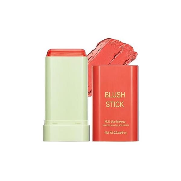 Multi-Use Makeup Blush Stick,Beauty Solid Moisturizer Stick,Waterproof Natural Nude Makeup,Tinted Stick for Eyes Lips Cheek(1#shy pink)