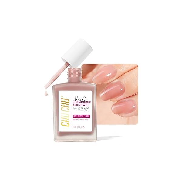Nail Strengthener for Women: Coral Pink Natural Hardener Extra Strong and Growth - Polish Weak Damaged Nails 15ml
