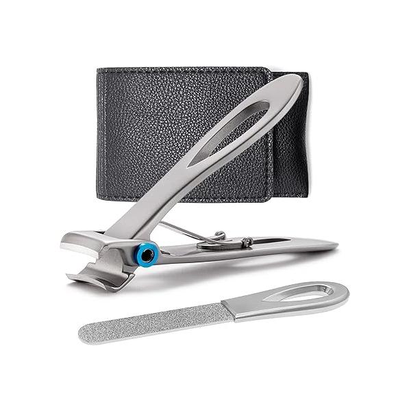 Slanted Nail Clippers for Men Ingrown Toenail Seniors Thick Toenails Wide Jaw Opening Ultra Sharp Fingernail Clipper with Catcher Heavy Duty Set Adult Women