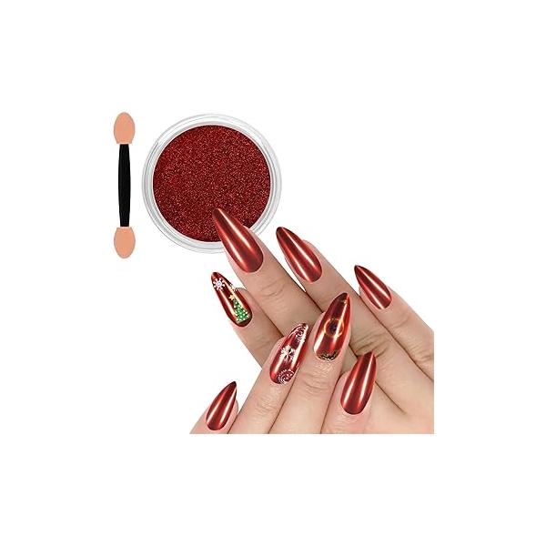 Allstarry Chrome Nail Powder Champagne Gold Metallic Mirror Effect Dust Glitter Glazed Manicure Decoration Reflective Pigment for Gel Polish Art Resin Craft, Festivals