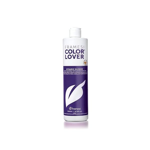 FRAMESI Color Lover Dynamic Blonde Purple Shampoo, Sulfate Free Treated Hair