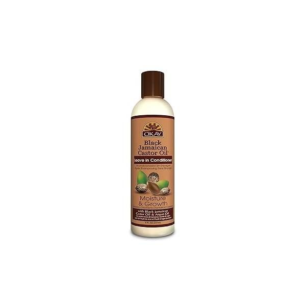 OKAY Black Jamaican Castor Oil Leave In Conditioner - Hair Moisturizer for Women and Men, Natural Product Growth, Curly Grease Smooth, Moisturized 8 oz (Pack of 1)