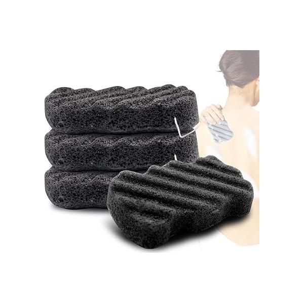 Konjac Body Sponge Set of 4 Bamboo Charcoal Facial Exfoliator Exfoliating Cleansing for Men Women (4 Pack)