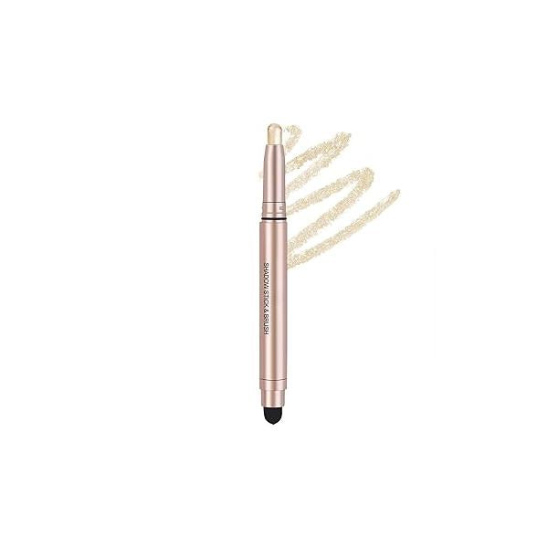 Eyeshadow Stick, Shimmer-Cream Eye Shadow Pencil, Sticks Long-Lasting Waterproof, Glitter-Eyeshadows Stick with Soft Brush for Eyeshadows Makeup(02Champagne-gold)