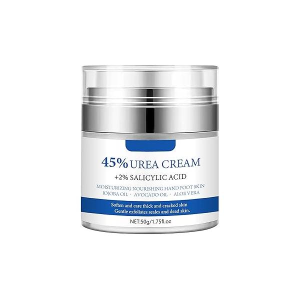 Urea Cream 45% Plus 2% Salicylic Acid, Callus Remover Foot Moisturizer Hand For Dry Cracked Feet from Toes to Heels Elbows Knees Softens Skin Exfoliates Dead Smoothing
