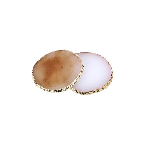 2 Pcs Resin Nail Art Palette, Painting Palettes Gold Edge Holder Display Board