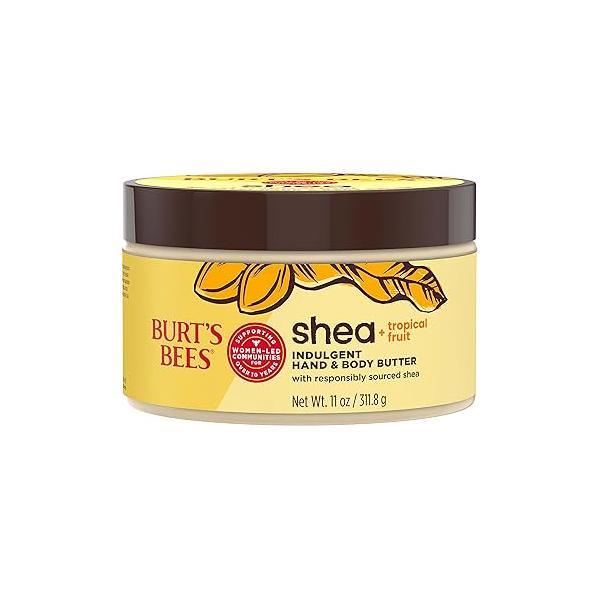 Burt's Bees Shea + Tropical Fruit Indulgent Hand and Body Butter, Non-Greasy, Antioxidant Rich for Glowing Skin, Non-Irritating, Natural Origin Skin Care, 11 oz.