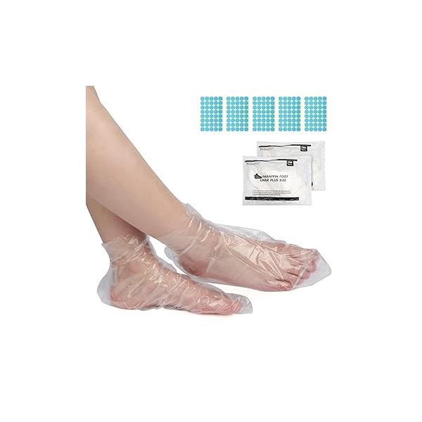 Segbeauty Paraffin Bath Liners for Foot, 200 Counts Plastic Foot Covers, Booties Feet Thermal Liners, Protectors with Stickers Snug Closure, Wax thera-py Bags