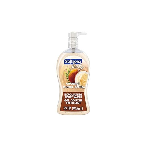 Softsoap Body Wash Pump, Coconut Butter Scrub, Exfoliating Wash, 32 Ounce (Pack of 1), WHITE (Package May Vary)