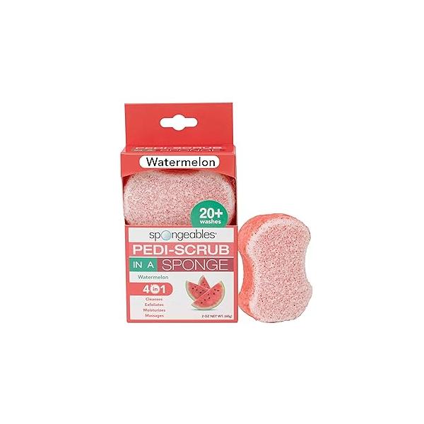 Spongables Pedi Scrub Foot Exfoliating 20+ Wash Sponge, Watermelon, 1 Count