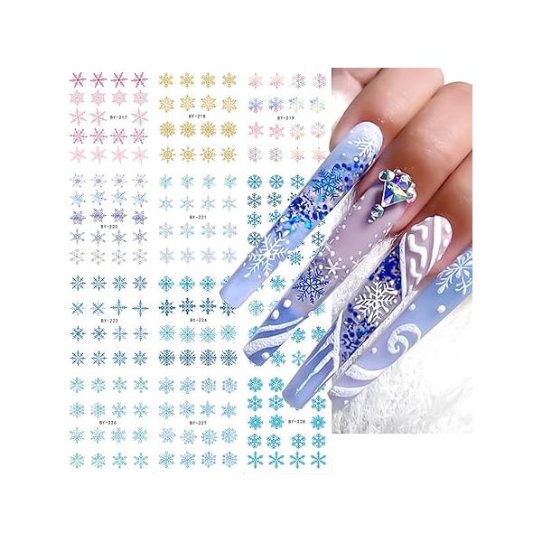 Christmas Nail Stickers Water Decals Exquisite Snowflake Snowball Designs Nails for Women Winter Supplies Accessories Party Art Set 12 Sheets
