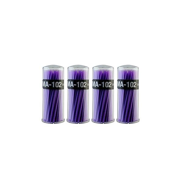 400 PCS Micro Applicator Brushes Dental Brush - Yookat Disposable for Eyelash Extensions and Oral Using Bendable Microfiber Applicators Purple