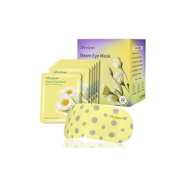 Serfeymi 22 Packs Steam Eye Mask-Disposable Cornea Care Rest Self Heating Mask,Warm Compresses for Dry Eyes,Sleep,Spa,Travel Essentials & Relaxation Gifts,Stocking Stuffers-Mixed 3 Scents